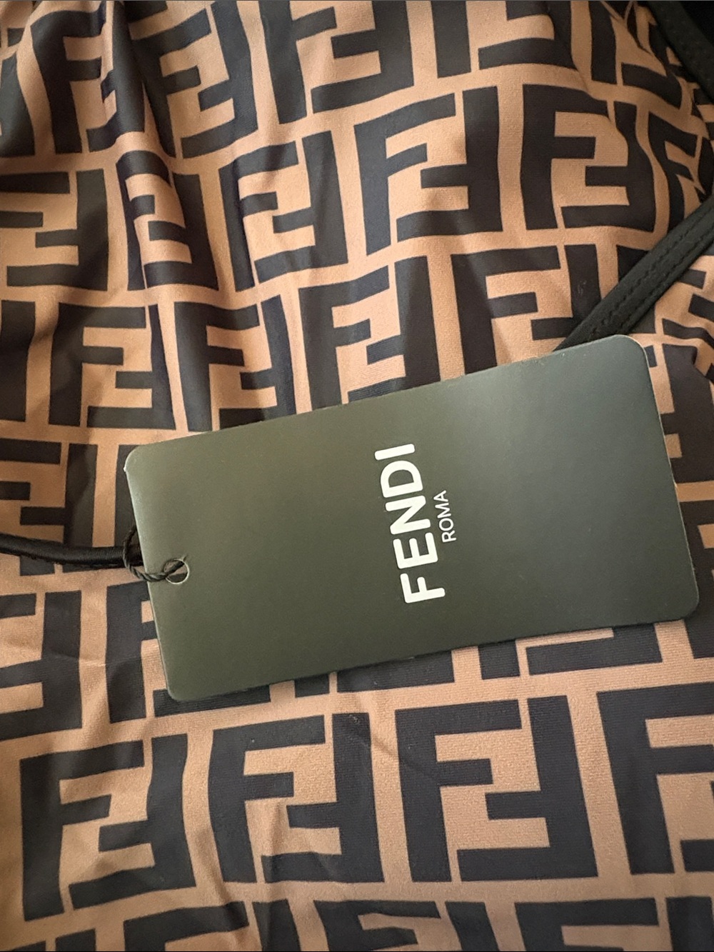 Fendi brown and Black Logo-Print One-Piece swimsuit - Picture 6 of 9